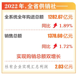 2022年，山西省供銷(xiāo)社購(gòu)銷(xiāo)總額雙增長(zhǎng)